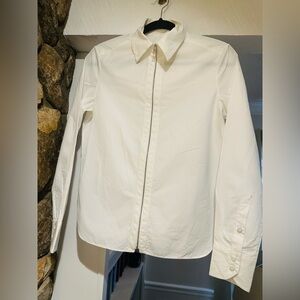 Rag and bone womens blouse size S white full zip long sleeve blouse.